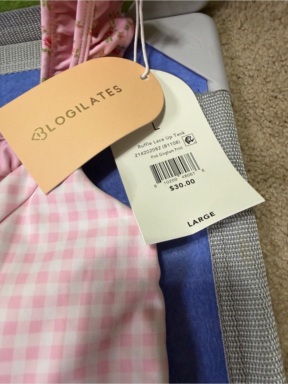 Pink Gingham Ruffle Tie-Front Tank - Picture 3 of 3